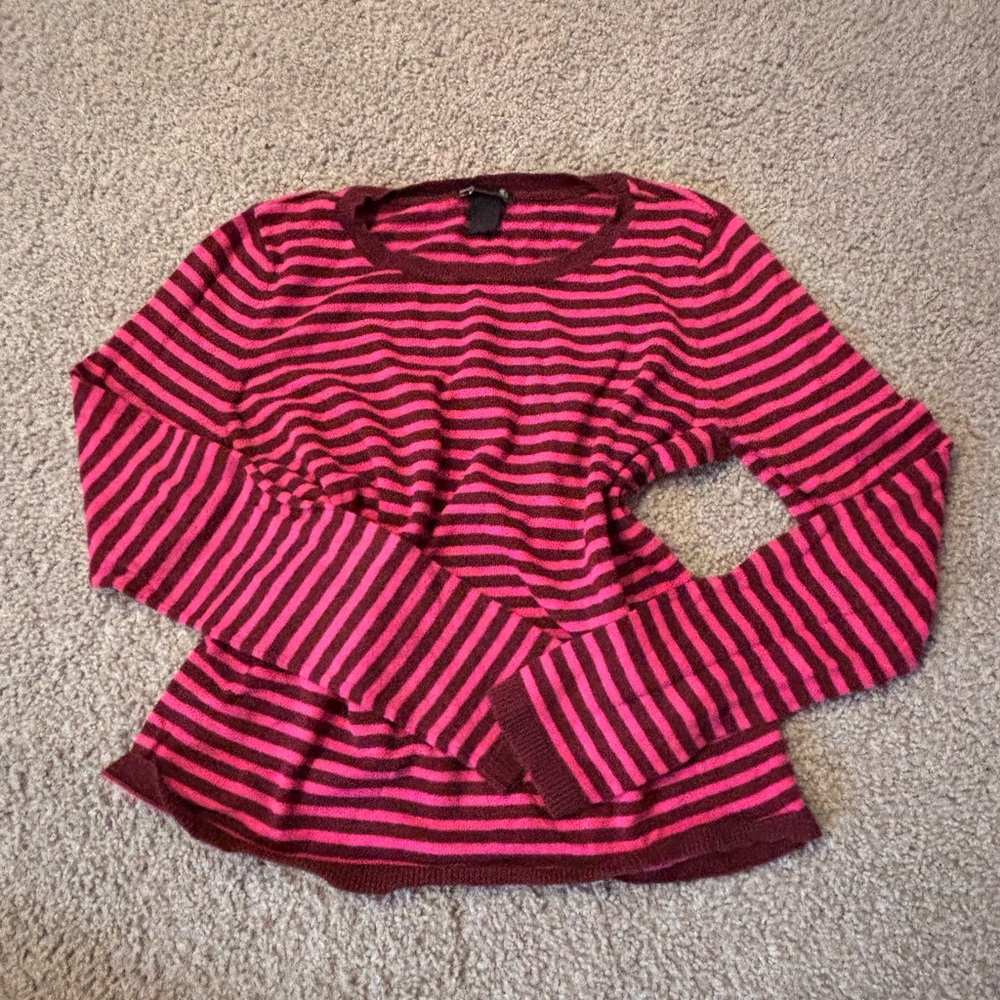 H&M Burgundy and Pink Striped Top